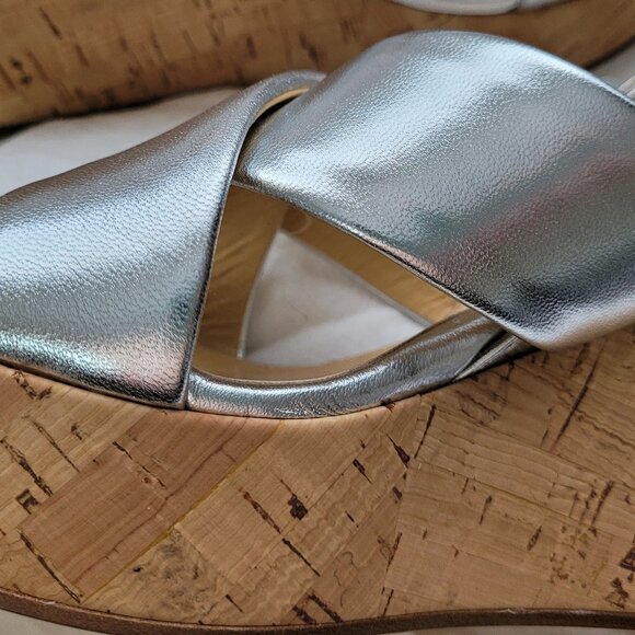 Marion Parke Metallic Slingback Platform Wedge Sandal - Picture 8 of 10